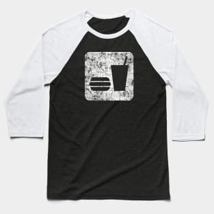 Food Sign with Burger and Drink - Distressed Baseball T-Shirt